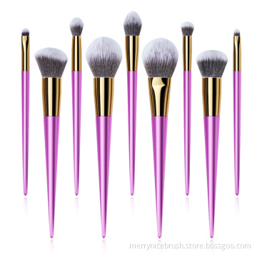 Merrynice new arrival private label 9Pcs deep pink makeup brush set high quality cosmetic brush set